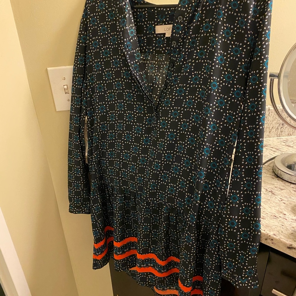 Navy Long Sleeve Loft Blouse Dress